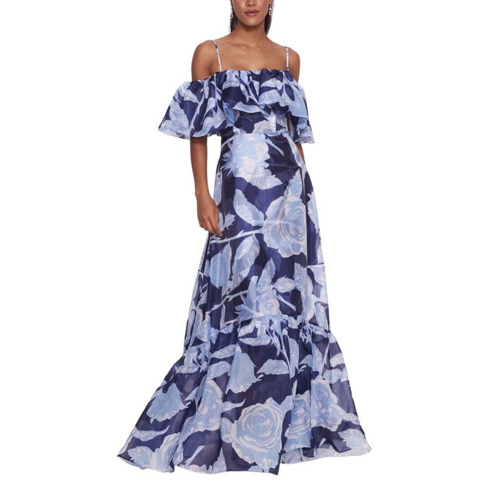 Marchesa Notte Womens Gown, Blue